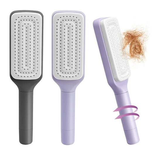 Self-cleaning detangling hairbrush for women